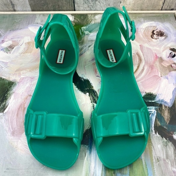 HUNTER Tiffany Open Toe Sandals in Maldives Green Size 7 New! - Picture 3 of 12